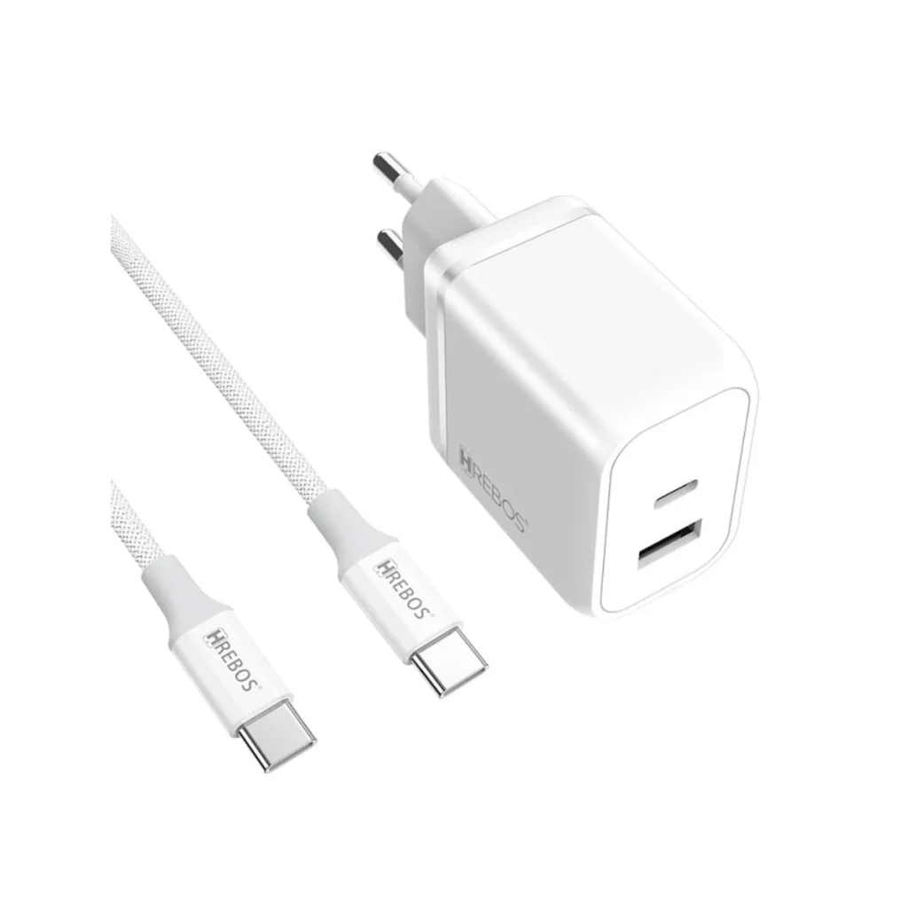Carregador de parede hrebos premium CRG-502C 45 w USB-c e USB com cabo