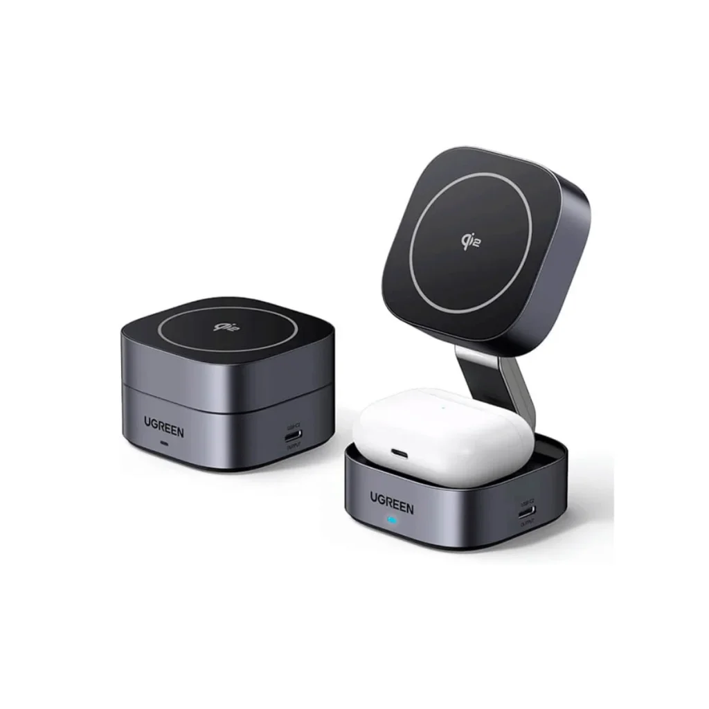 Carregador sem fio ugreen magflow Qi2 15W dobrável 2 em 1