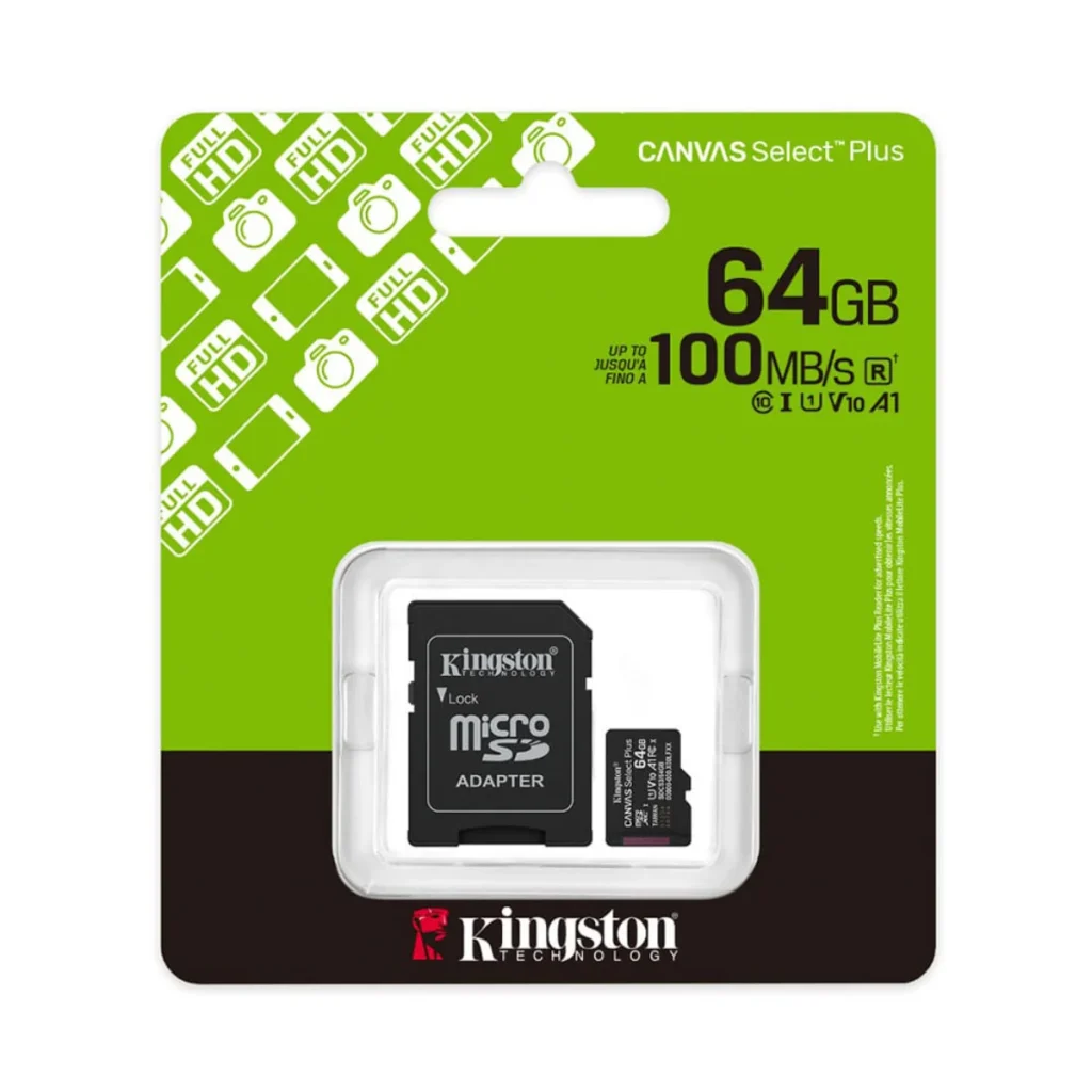 Cartão de memória microsd Kingston canvas select Plus 64GB classe 10 A1