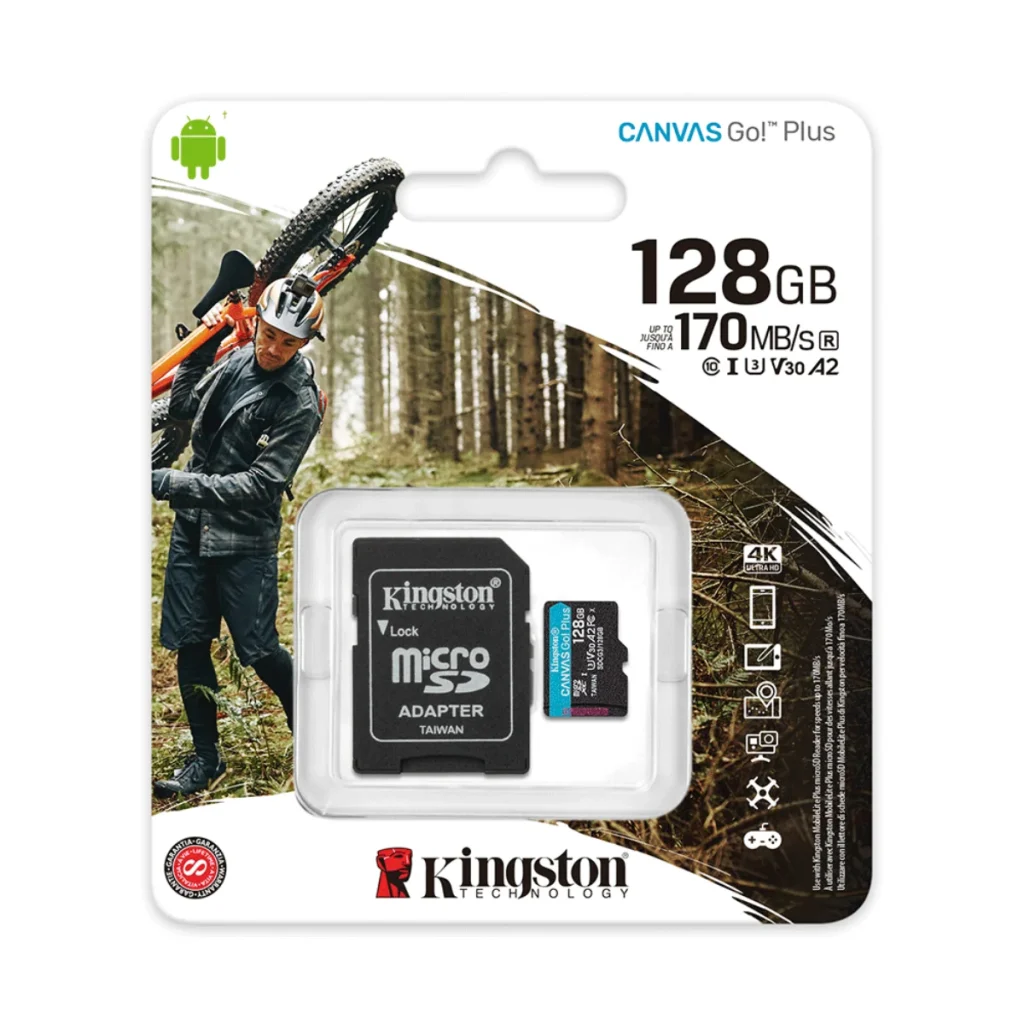 Cartão de memória microsd Kingston canvas go Plus 128 GB
