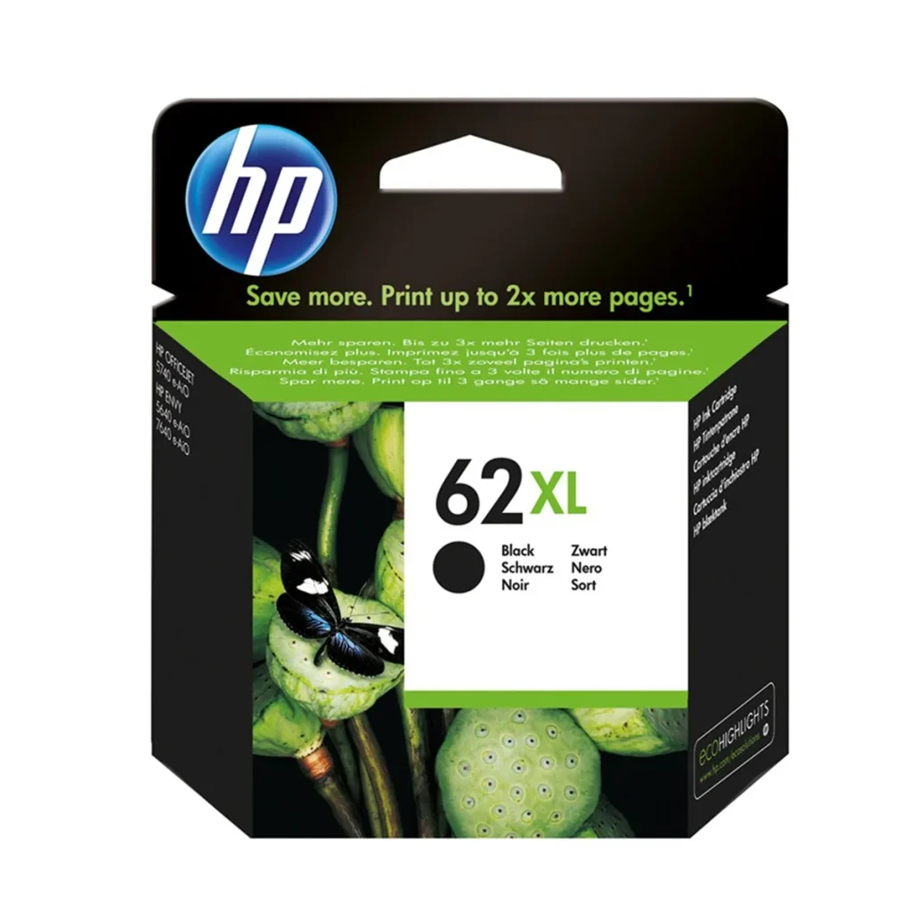 Cartucho de tinta HP 62XL preto 12 ml original