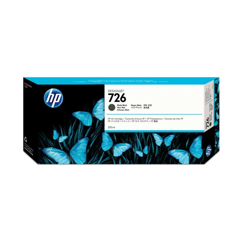 Cartucho de tinta HP 726 preto fosco CH575A 300 ml original