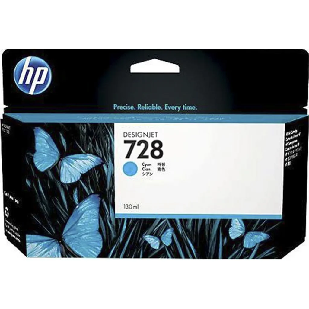 Cartucho de tinta HP 728 ciano F9J67A 130 ml original