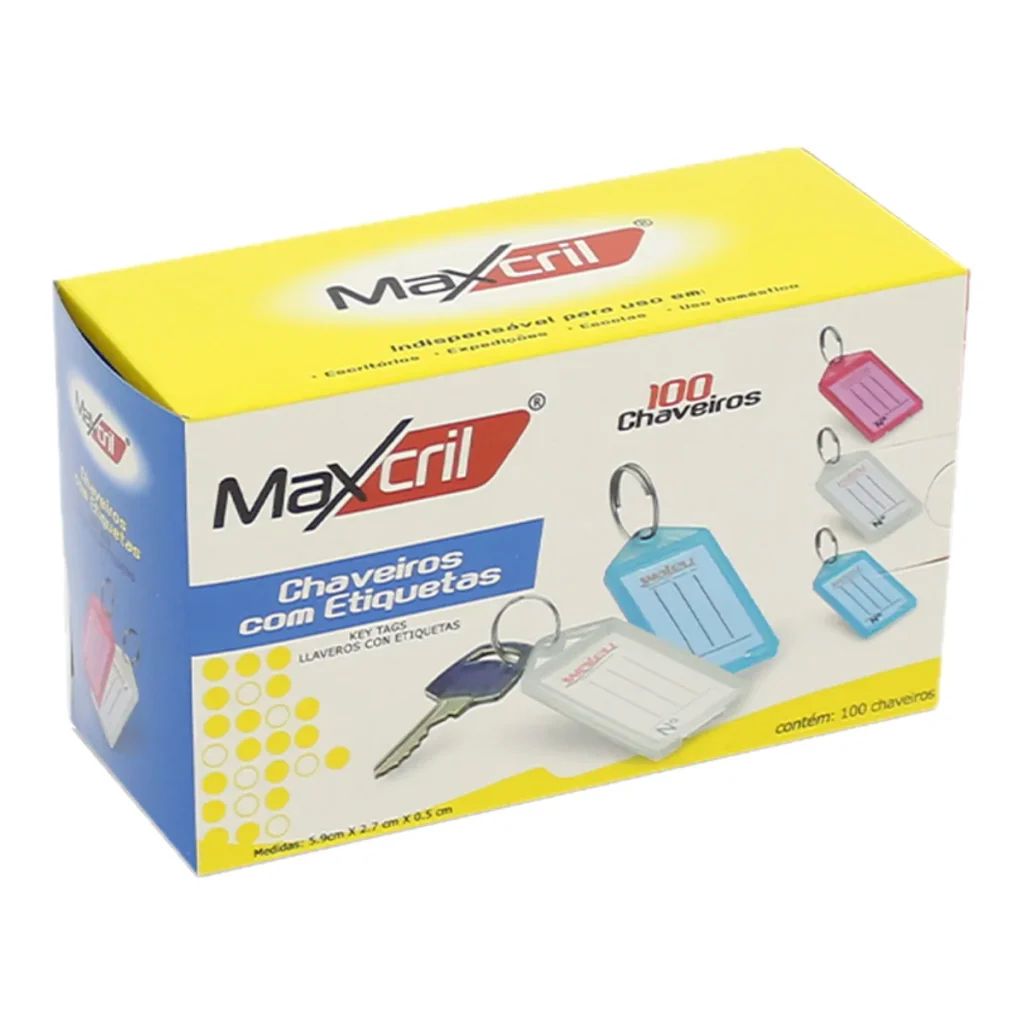 Chaveiro com etiqueta Maxcril caixa com 100