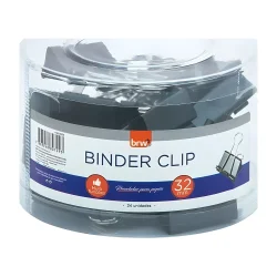 Clipes Binder 32 mm BRW Preto (Pote com 24) — H&H Suprimentos Corporativos