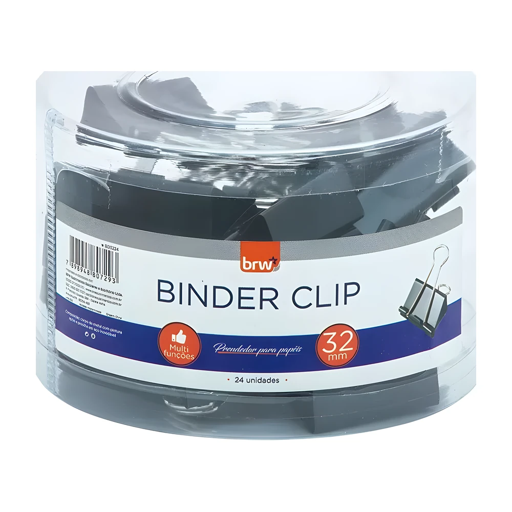 Clipes binder 32 mm BRW preto (pote com 24)