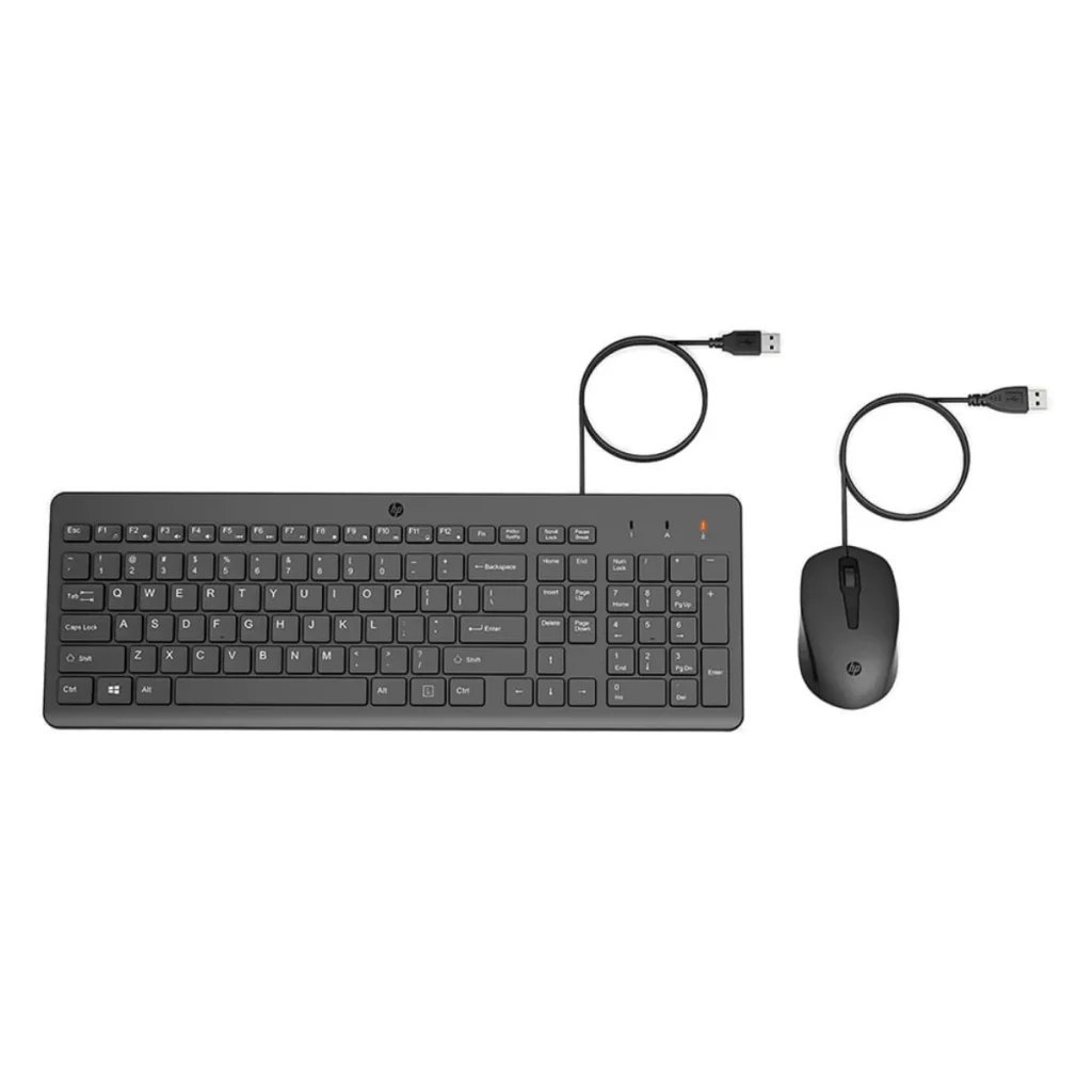 Combo teclado e mouse com fio HP 150 USB teclas silenciosas