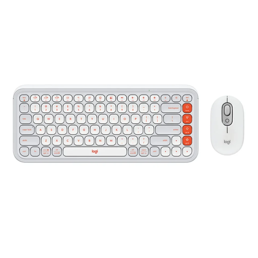 Combo teclado e mouse sem fio Logitech pop icon branco