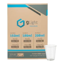 Copo Descartável Glight 180 ml PS Transparente Caixa com 2.500 — H&H Suprimentos Corporativos