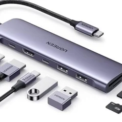 Dock Station USB-C UGREEN CM195 7 em 1 HDMI 4K e PD 100W — H&H Suprimentos Corporativos