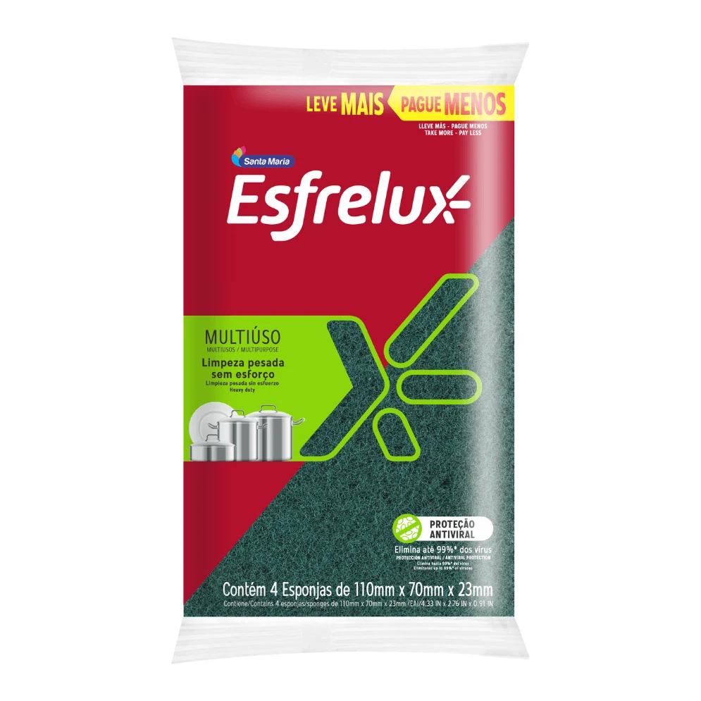 Esponja dupla face santa maria esfrelux com 4 unidades