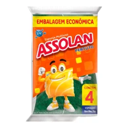 Esponja Multiuso Pertuto Assolan (Pacote com 4 Unidades) — H&H Suprimentos Corporativos