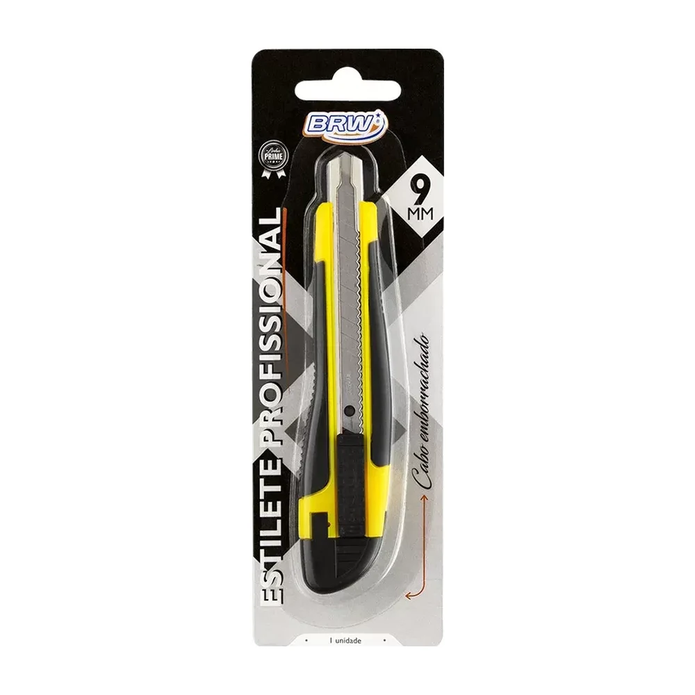Estilete 9 mm profissional com cabo emborrachado BRW