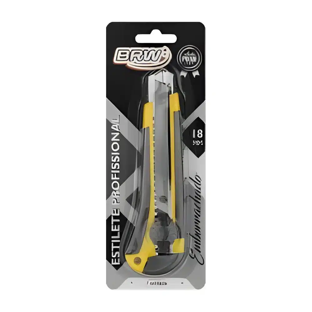 Estilete profissional BRW 18 mm com cabo emborrachado (ES1804)