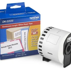 Etiqueta de Papel Brother DK2205 Branca Contínua 62 mm Original — H&H Suprimentos Corporativos