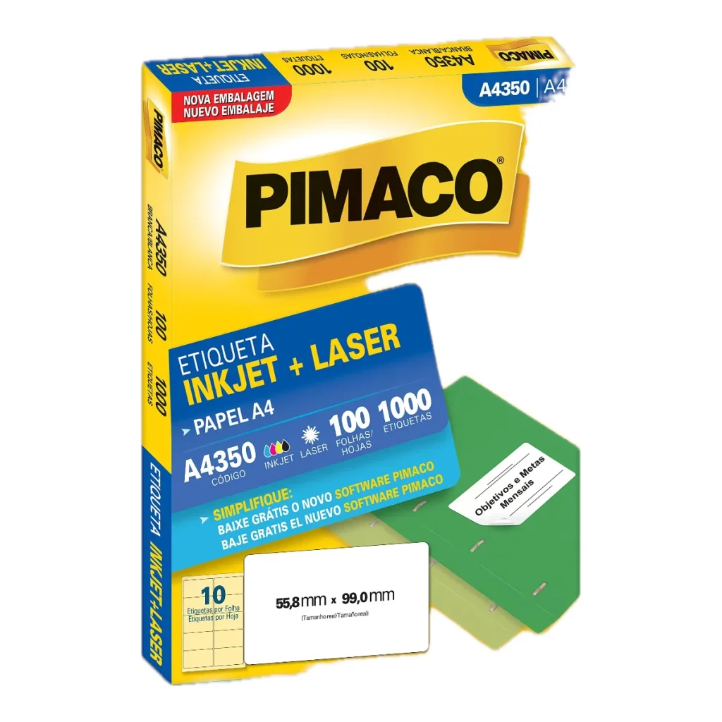 Etiqueta laser pimaco A4350 55,9 x 99,0 mm com 1.000 unidades