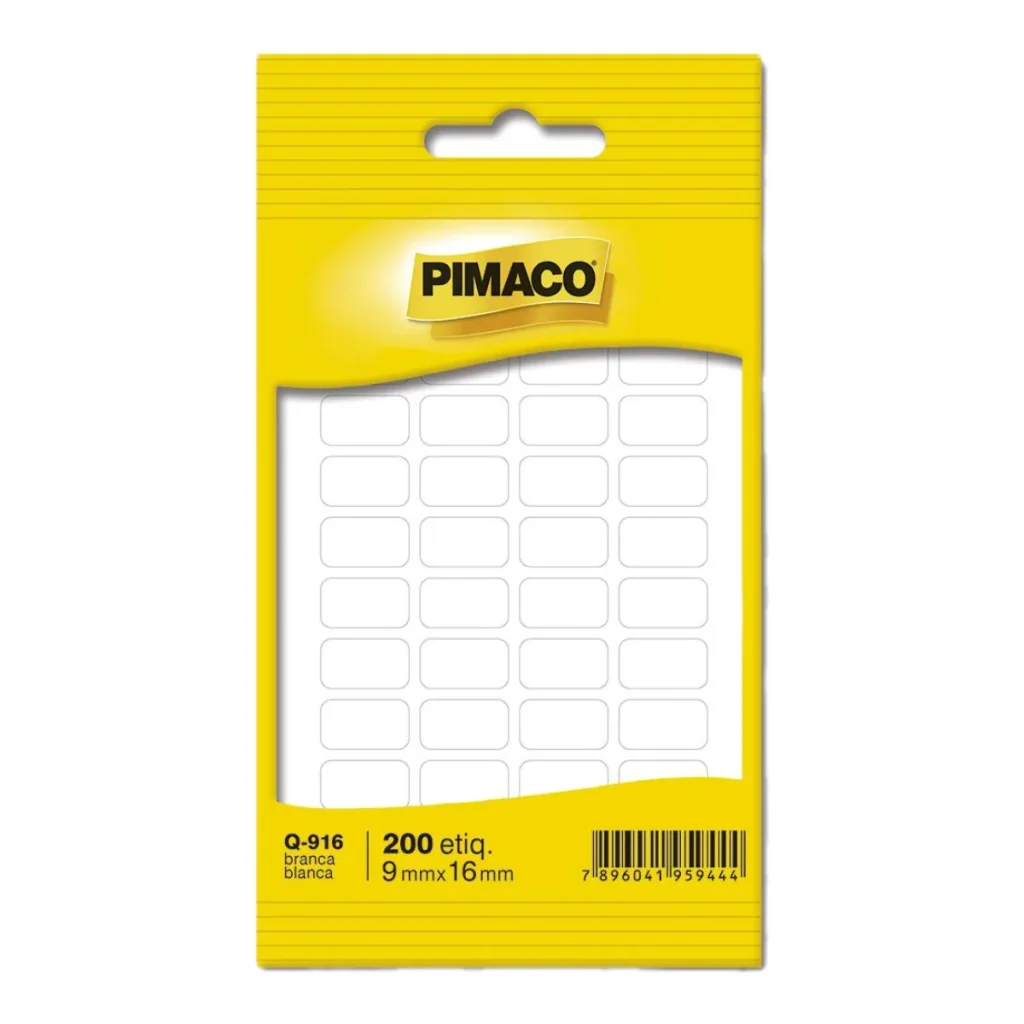 Etiqueta pimaco A5Q-916 9 x 16 mm branca, 200 unidades