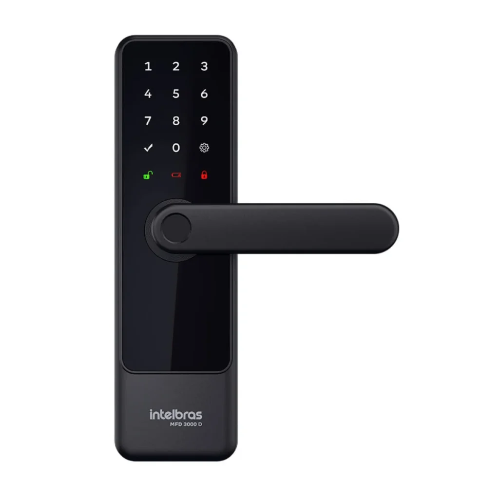 Fechadura digital Intelbras mfd 3000 d de embutir com biometria e senha