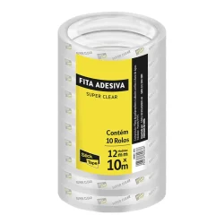 Fita Adesiva de Polipropileno Super Clean 12 mm x 10 m (Pacote com 12) — H&H Suprimentos Corporativos