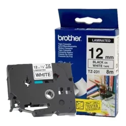 Fita para Rotulador Brother TZe-231 12 mm Preto sobre Branco — H&H Suprimentos Corporativos