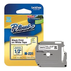 Fita para Rotuladora Brother M-K231 12 mm x 8 m Original — H&H Suprimentos Corporativos