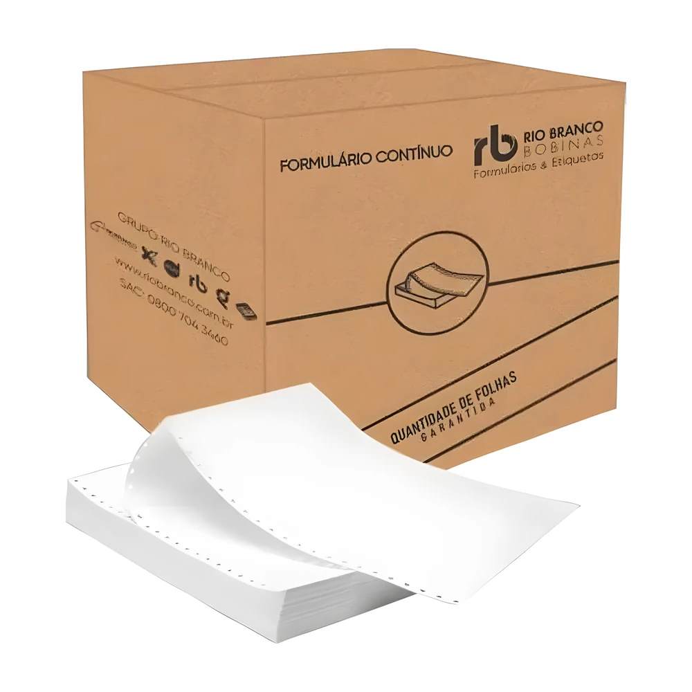 Formulário contínuo razão 80 colunas 3 vias com carbono 240 x 140 mm (caixa c...
