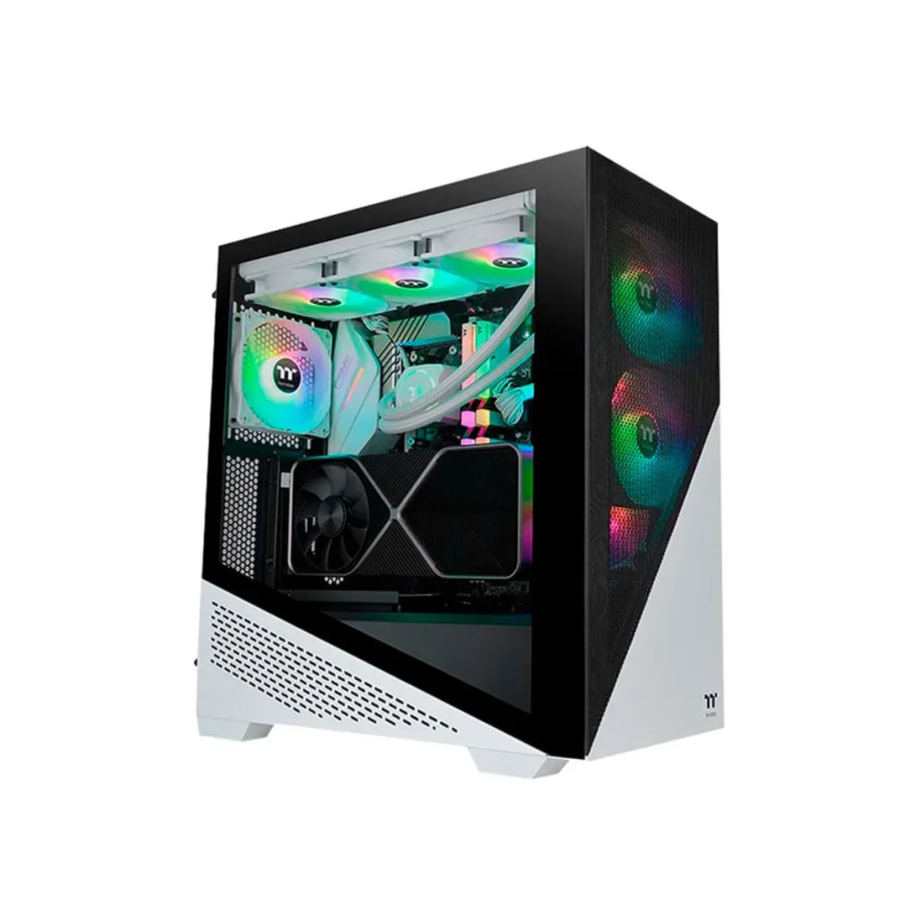 Gabinete thermaltake divider 370 tg argb mid tower branco e preto