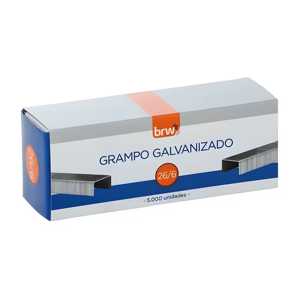 Grampo para grampeador BRW 26/6 galvanizado (caixa com 5.000)