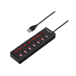 Hub USB 2.0 Bright HB003 com 7 Portas e Chave Individual — H&H Suprimentos Corporativos