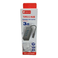 Hub USB 3.0 com 4 Portas Conector Tipo C Onex HUB-7563-C — H&H Suprimentos Corporativos