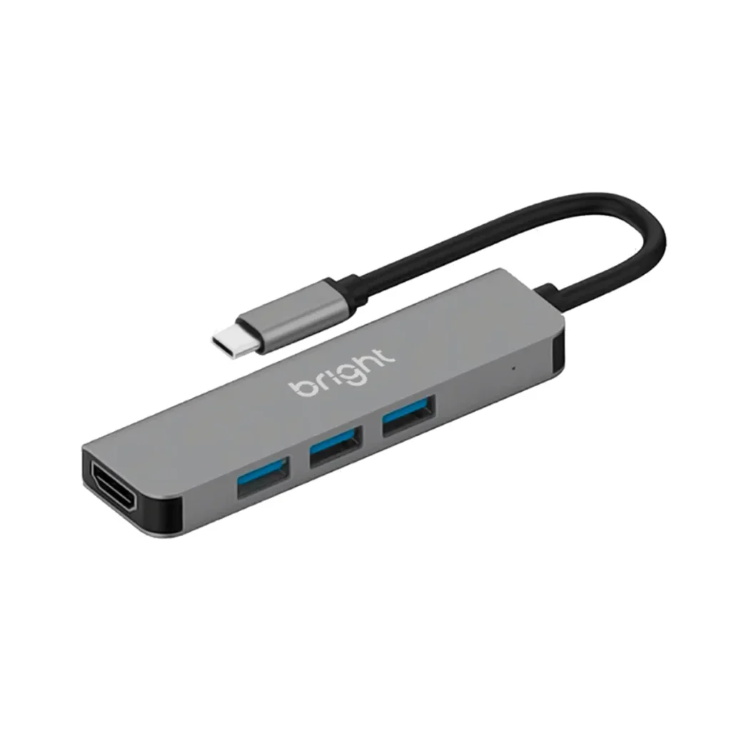 Hub USB-c Bright HB002 com 3 portas USB 3.0 e hdmi 4K