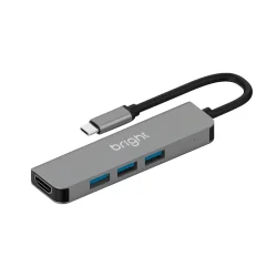 Hub USB-C Bright HB002 com 3 Portas USB 3.0 e HDMI 4K — H&H Suprimentos Corporativos