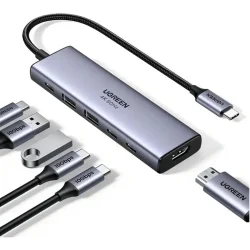 Hub USB-C UGREEN CM511-35999 com HDMI 4K, 2 USB-A, 2 USB-C e PD 100 W — H&H Suprimentos Corporativos
