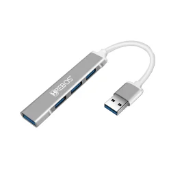 Hub USB Hrebos HS-272 4 Portas USB 3.0 Prata e Branco — H&H Suprimentos Corporativos