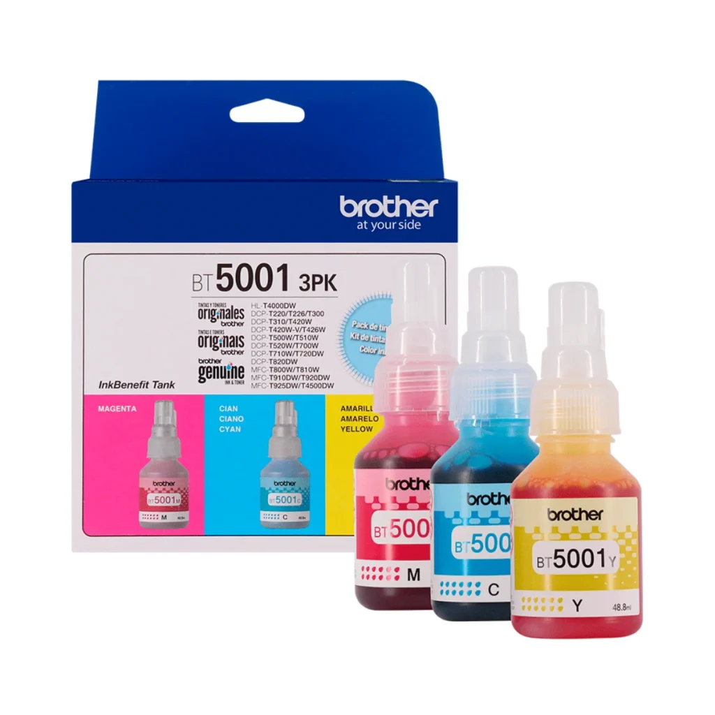 Kit 3 garrafas de tinta Brother BT50013PK colorida original