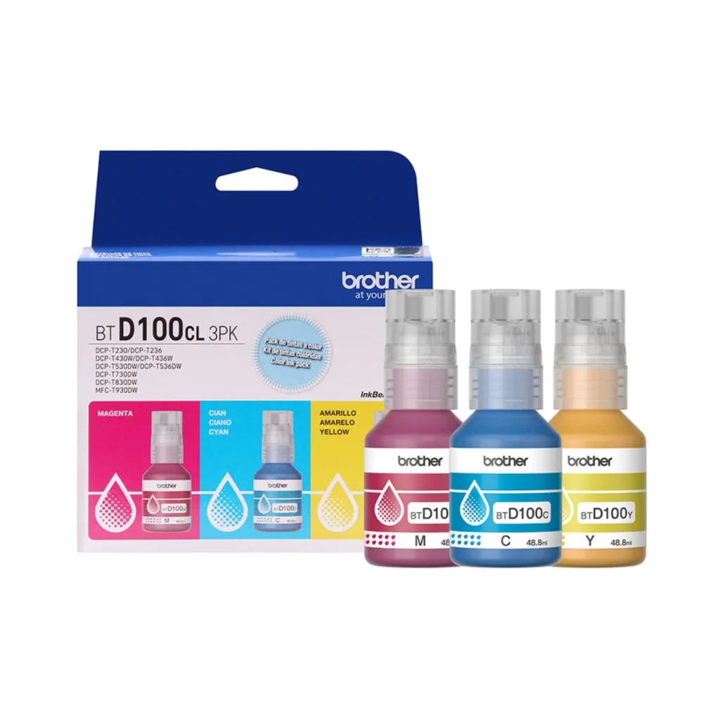 Kit 3 garrafas de tinta Brother BTD1003PK colorida original