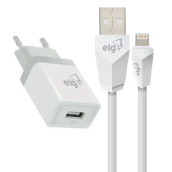 Kit Carregador de Parede ELG KT810WC com Cabo Lightning — H&H Suprimentos Corporativos