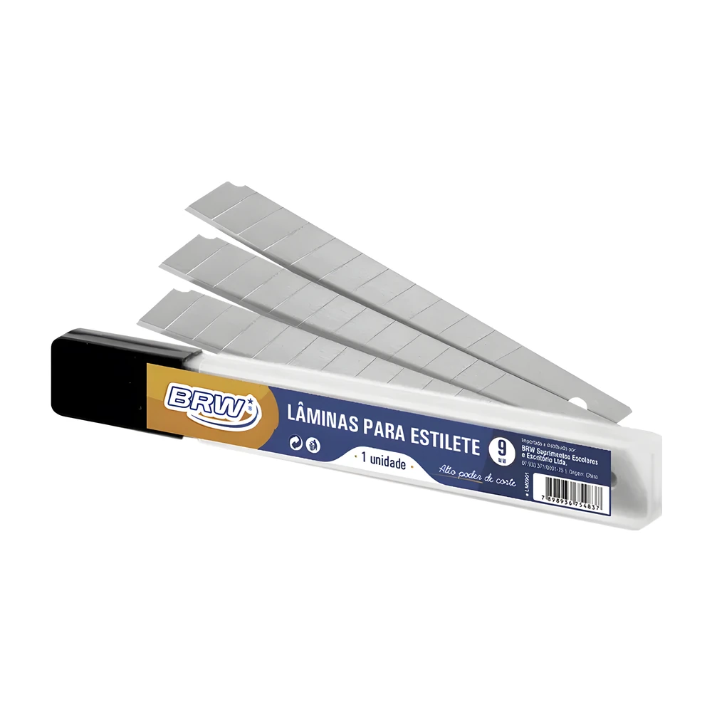 Lâminas para estilete 9 mm BRW (blister com 10 unidades)