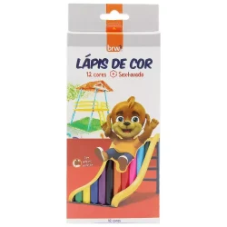 Lápis de Cor de Madeira Sextavado 12 Cores — H&H Suprimentos Corporativos