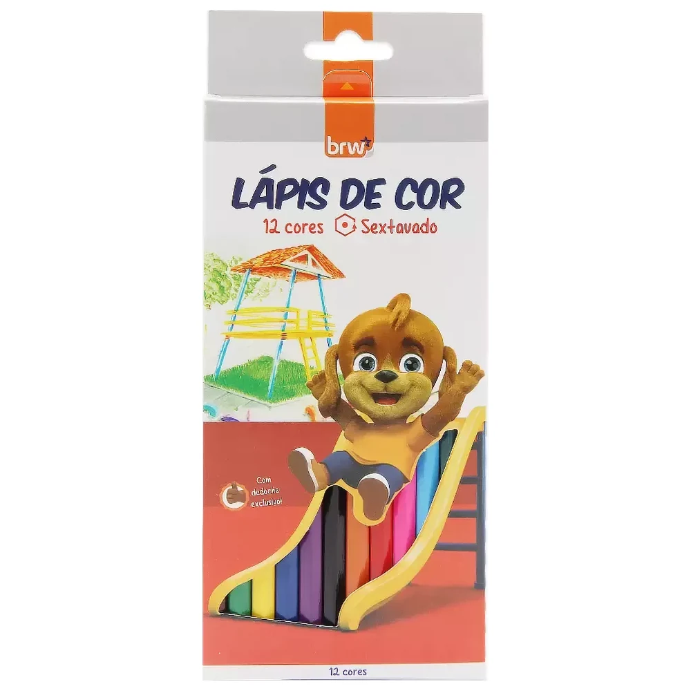 Lápis de cor de madeira sextavado 12 cores