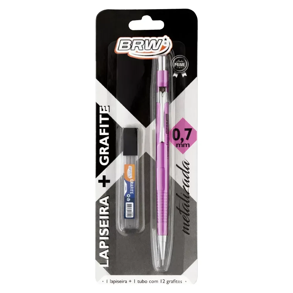 Lapiseira técnica 0,7 mm com grafite rosa metalizado LP0706