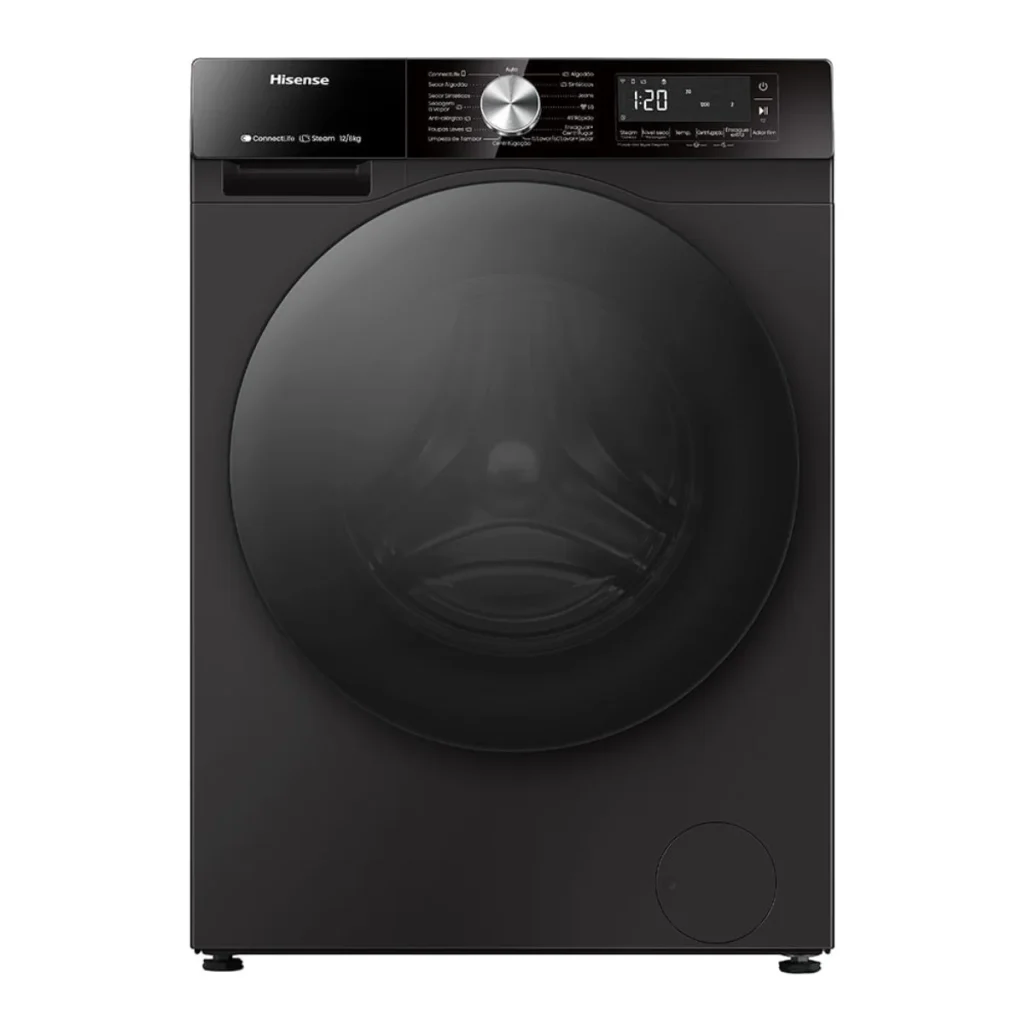 Lava e seca hisense 3S 12 kg motor inverter WI-FI WD3S12 preta
