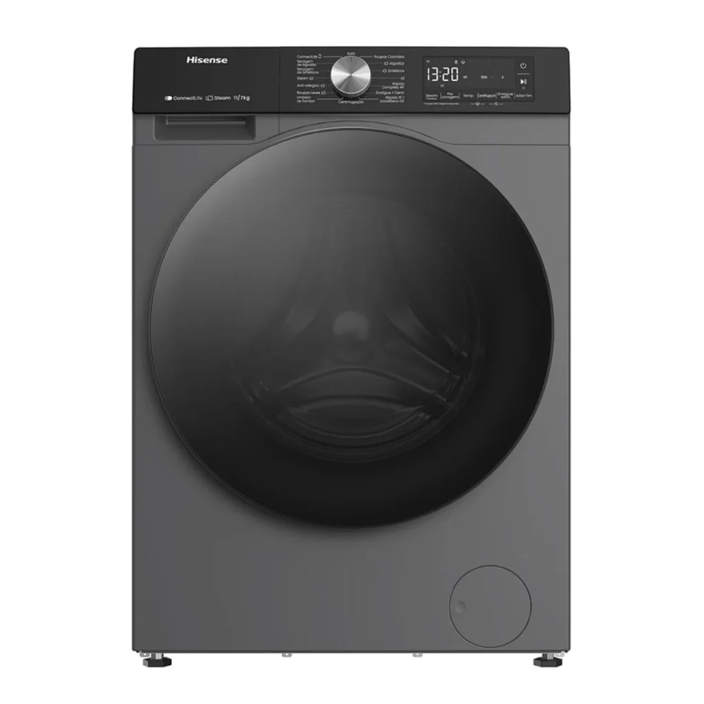 Lava e seca hisense steam 11 kg inverter WI-FI 13 programas WD3S11 Titanium