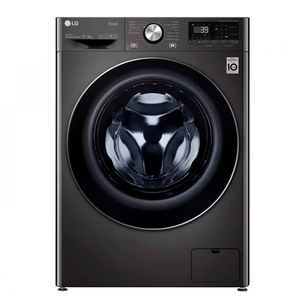 Lava e seca Smart lg VC2 13 kg aço escovado preto inteligência artificial aidd