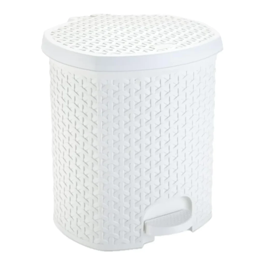Lixeira com pedal rattan 15 litros branca