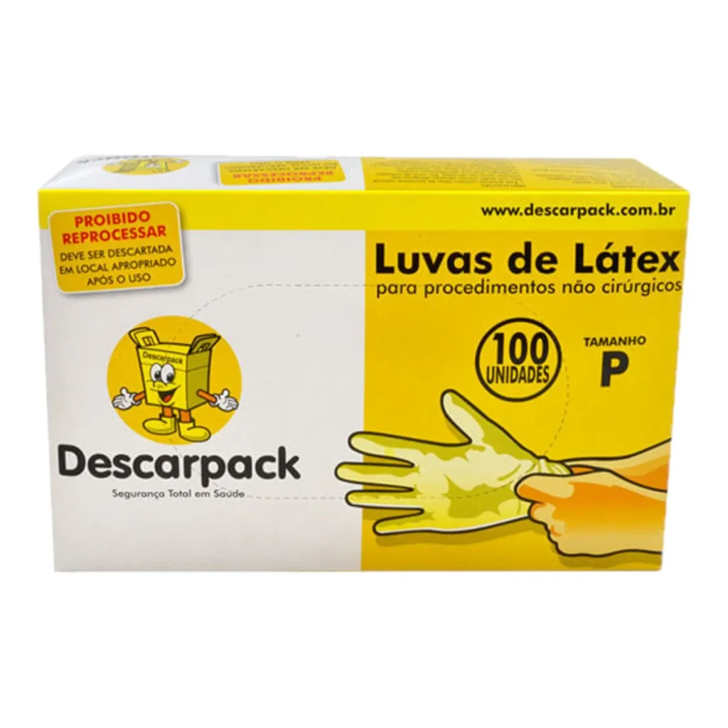 Luva de látex para procedimento descarpack com pó