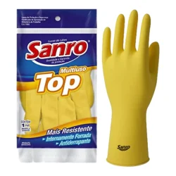 Luva de Látex Top Amarela Sanro Tamanho M (1 Par) — H&H Suprimentos Corporativos