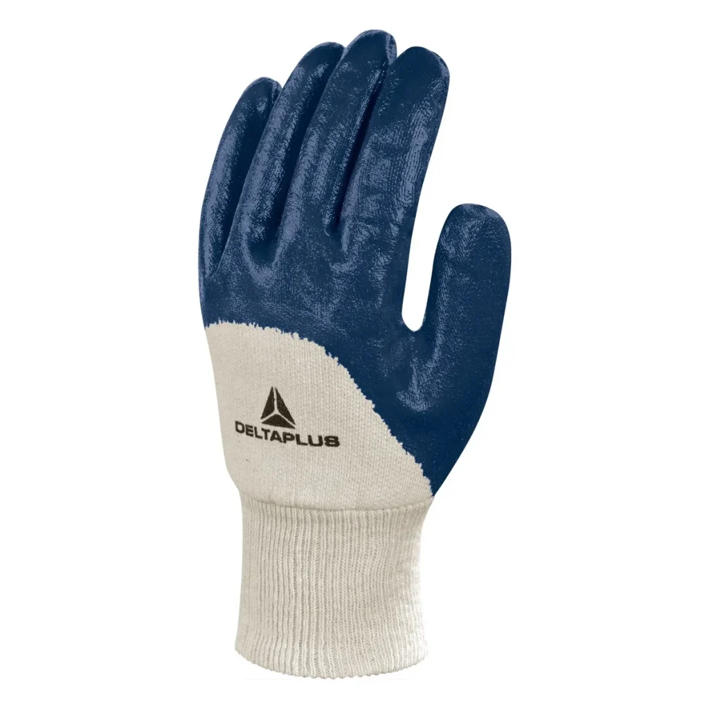 Luva de segurança delta Plus venitex NI150 nitrílica azul dorso ventilado