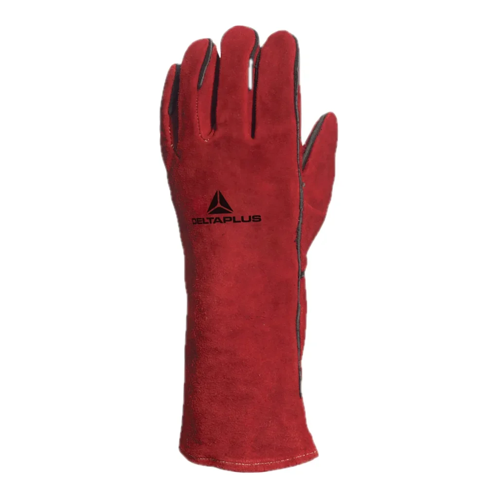 Luva de soldador delta Plus CA615K raspa de couro vermelha 35 cm