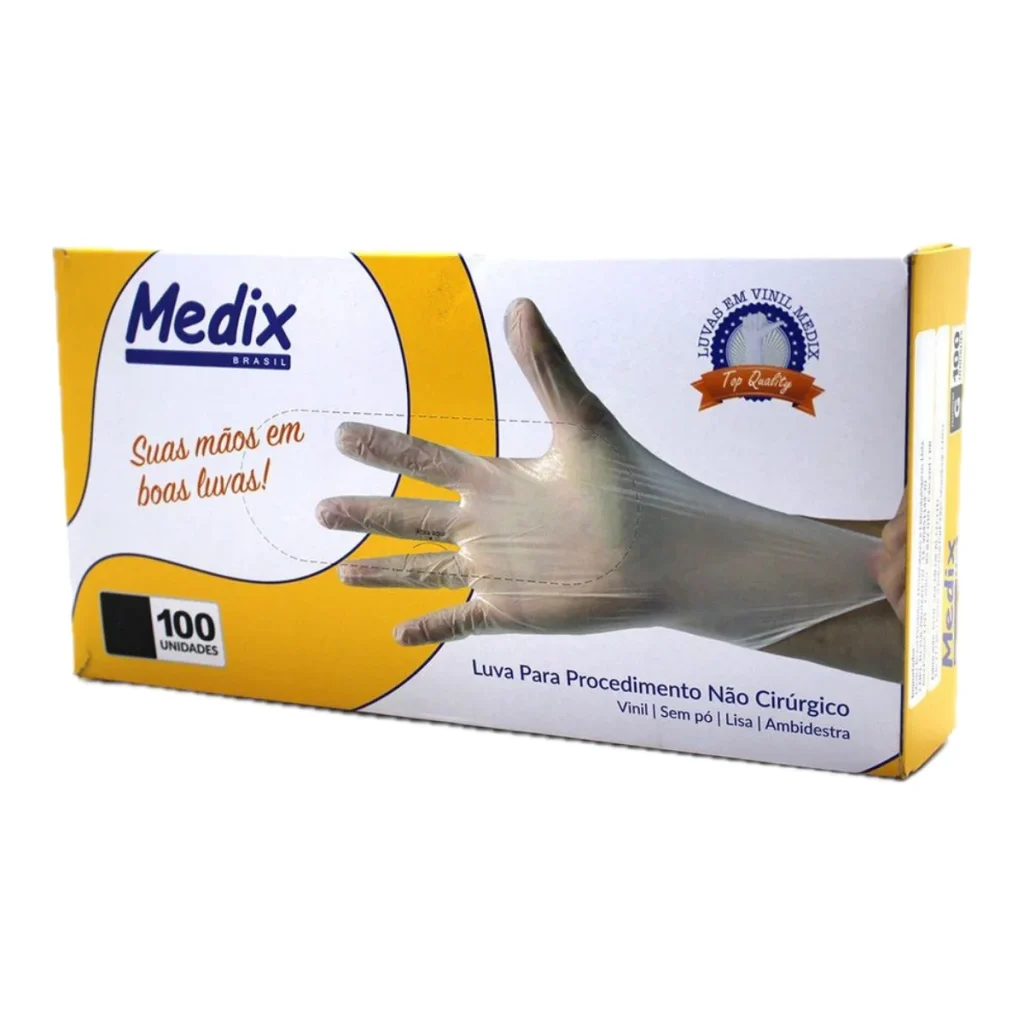Luva de vinil sem pó medix tamanho m (caixa com 100)